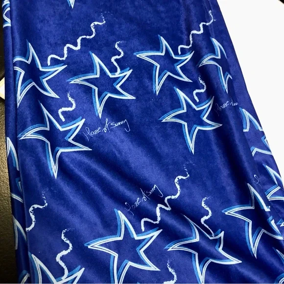 House Of Sunny Infinity Party Satin Pants Klein Blue Women's Size US 10 stars - Picture 9 of 16